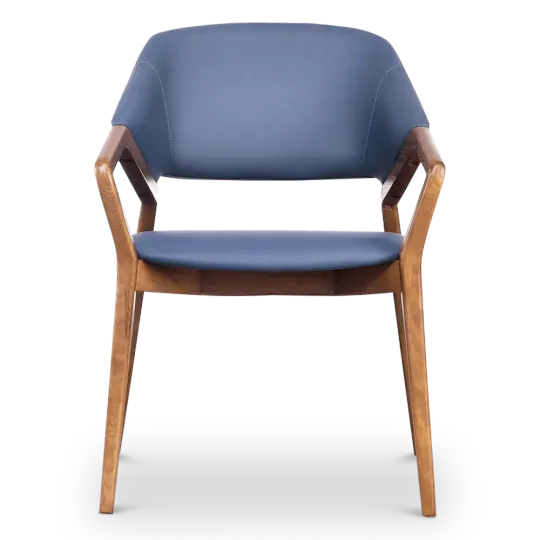 Japandi Eetkamerstoel Candorra | Blauw | Walnoot Japandi Eetkamerstoel Candorra | Blauw | Walnoot