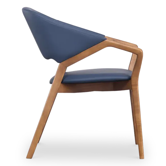 Japandi Eetkamerstoel Candorra | Blauw | Walnoot Japandi Eetkamerstoel Candorra | Blauw | Walnoot
