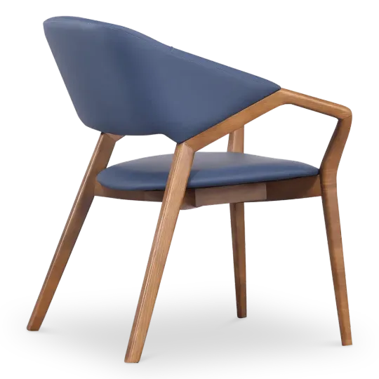 Japandi Eetkamerstoel Candorra | Blauw | Walnoot Japandi Eetkamerstoel Candorra | Blauw | Walnoot