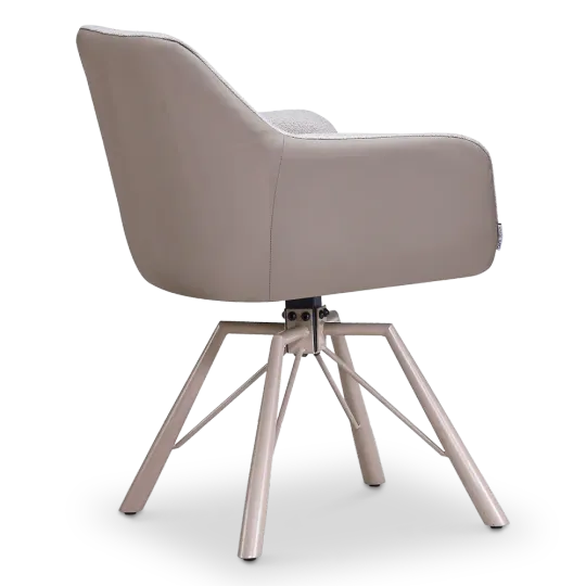 Draaibare Eetkamerstoel Nord | Taupe Boucle Taupe Leer  | Taupe Onderstel