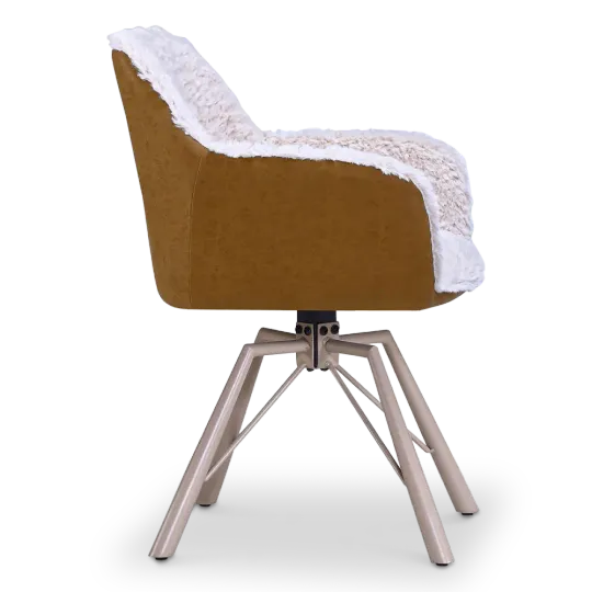 Draaibare Eetkamerstoel Nord | Taupe Sheepskin Cognac Leer  | Taupe Onderstel