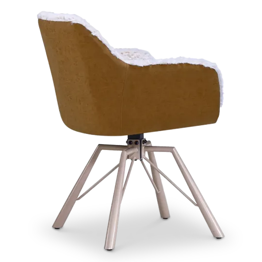 Draaibare Eetkamerstoel Nord | Taupe Sheepskin Cognac Leer  | Taupe Onderstel