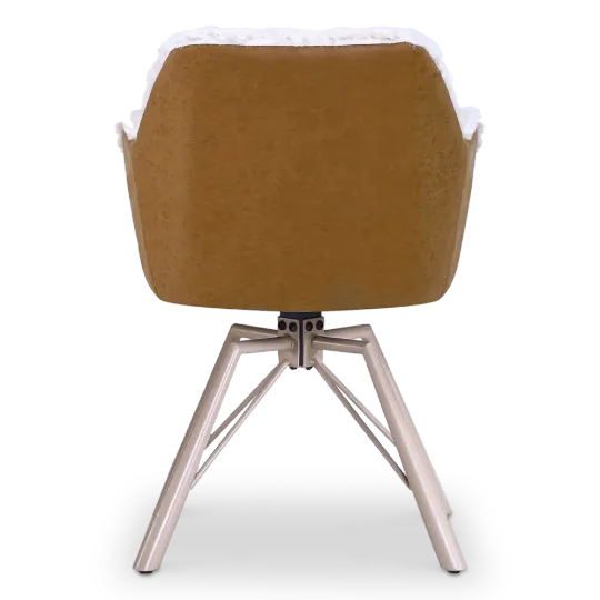 Draaibare Eetkamerstoel Nord | Taupe Sheepskin Cognac Leer  | Taupe Onderstel