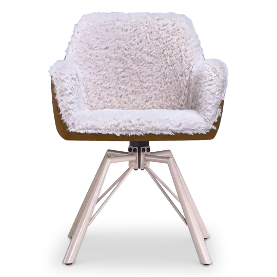 Draaibare Eetkamerstoel Nord | Taupe Sheepskin Cognac Leer  | Taupe Onderstel