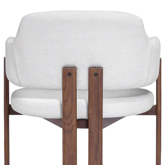 Japandi Eetkamerstoel Isamu | Wit Boucle | Walnoot Onderstel