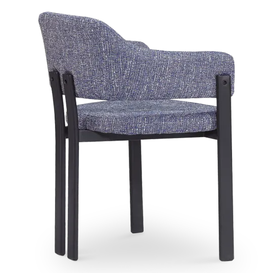 Japandi Eetkamerstoel Isamu | Blauw OTE | Zwart Onderstel