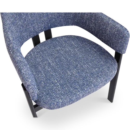 Japandi Eetkamerstoel Isamu | Blauw OTE | Zwart Onderstel