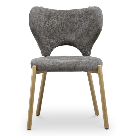 Japandi Eetkamerstoel Cho | Grijs/Bruin Chenille | Eiken Japandi Eetkamerstoel Cho | Grijs/Bruin Chenille | Eiken