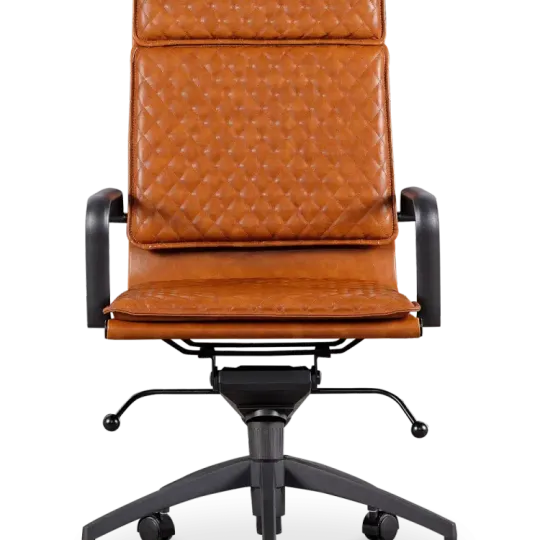 Diamond Softpad Bureaustoel Cognac | Hoge Rug