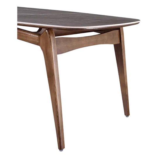 Eettafel Japandi Deens Ovaal Antraciet Keramiek | Walnoot Onderstel