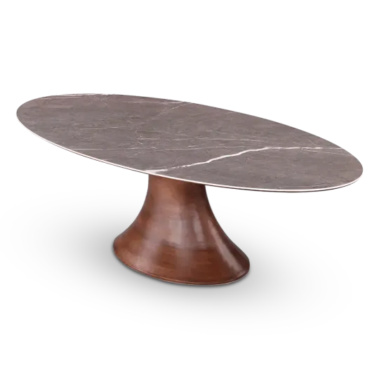 Ovale Tulip Eettafel Antraciet Keramiek Naturel Onderstel