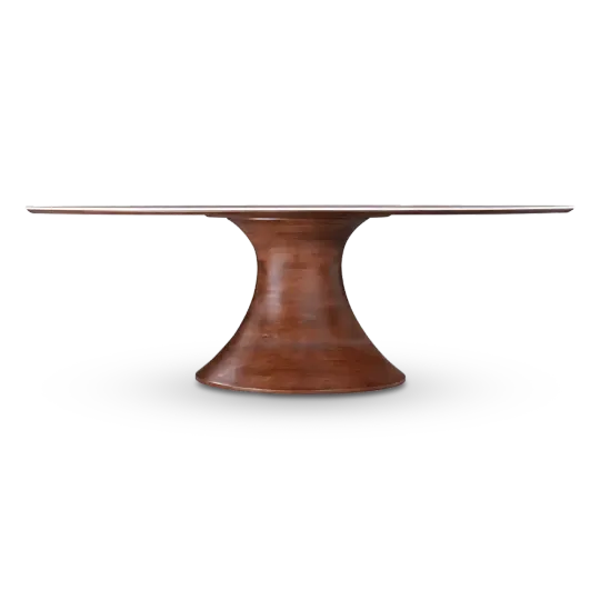 Ovale Tulip Eettafel | Antraciet Keramiek | Walnoot Onderstel