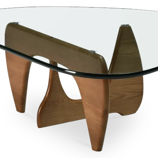 Japandi Salontafel Sabi | Glazen Blad | Walnoot Onderstel