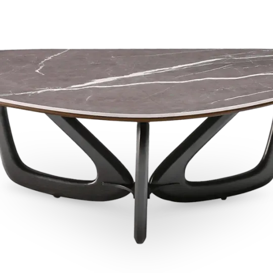 Japandi Salontafel Butterfly | Antraciet Keramiek | Zwart Onderstel