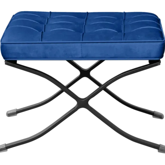 Paviljoen Ottoman Blauw Velvet | Zwart Frame Paviljoen Ottoman Kings Blue Velvet | Black Frame