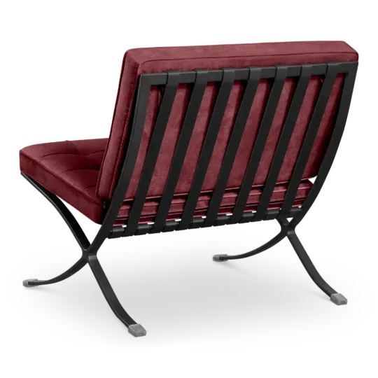 Paviljoen Chair Rood Velvet Set | Inclusief Voetenbank | Zwart Frame Paviljoen Chair Bordeaux Red Velvet | Black Frame