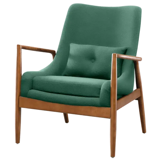 Cavel Flyder Scandinavische Lounge Chair Teddy Groen Walnoot