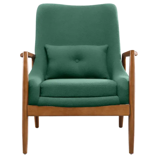 Cavel Flyder Scandinavische Lounge Chair Teddy Groen Walnoot