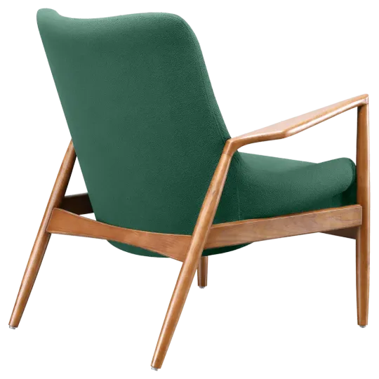 Cavel Flyder Scandinavische Lounge Chair Teddy Groen Walnoot
