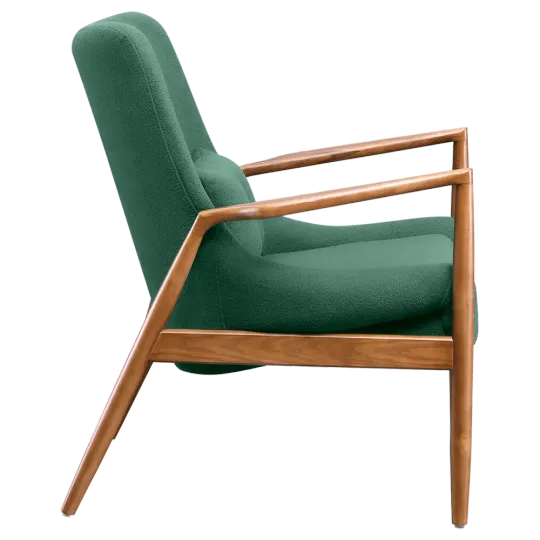 Cavel Flyder Scandinavische Lounge Chair Teddy Groen Walnoot