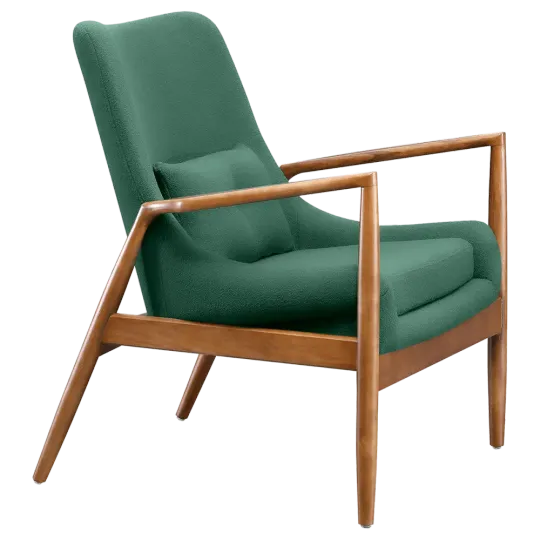 Cavel Flyder Scandinavische Lounge Chair Teddy Groen Walnoot