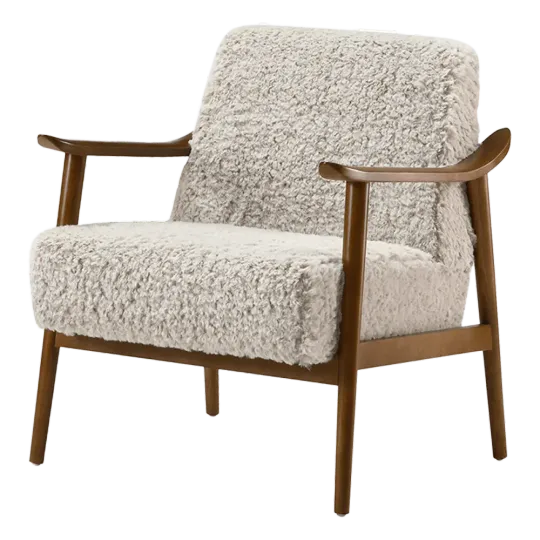 Cavel Hezel Scandinavische Lounge Chair Teddy Taupe Walnoot