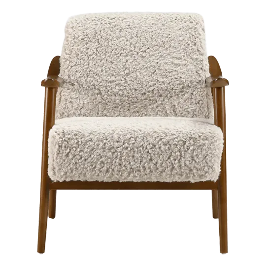 Cavel Hezel Scandinavische Lounge Chair Teddy Taupe Walnoot