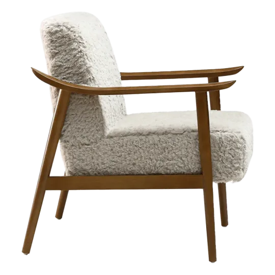 Cavel Hezel Scandinavische Lounge Chair Teddy Taupe Walnoot