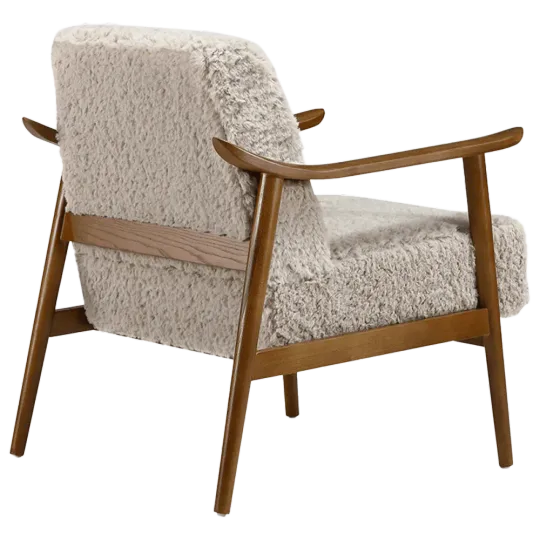 Cavel Hezel Scandinavische Lounge Chair Teddy Taupe Walnoot
