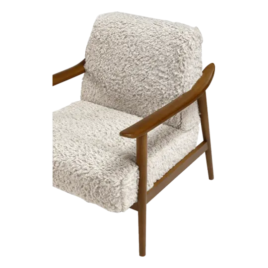 Cavel Hezel Scandinavische Lounge Chair Teddy Taupe Walnoot