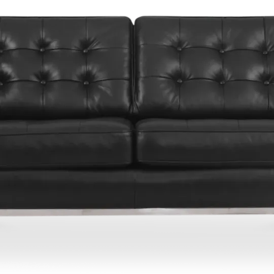 Italo Twee Zits Zwart Leer Florence Knoll Twee Zits Zwart Leer