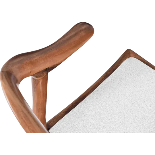 Japandi Eetkamerstoel Musk | Walnoot Hout | Wit Boucle
