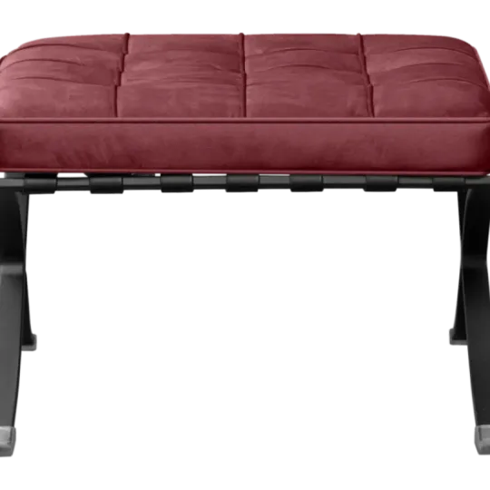 Paviljoen Ottoman Rood Velvet | Zwart Frame Barcelona Ottoman Bordeaux Red Velvet | Black Frame