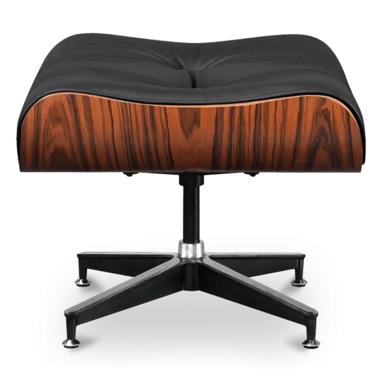 Cavel Lounge Chair Ottoman / Hocker Zwart Leer | Palissander Schaal Cavel Lounge Chair Ottoman / Hocker Zwart Leer | Palissander Schaal