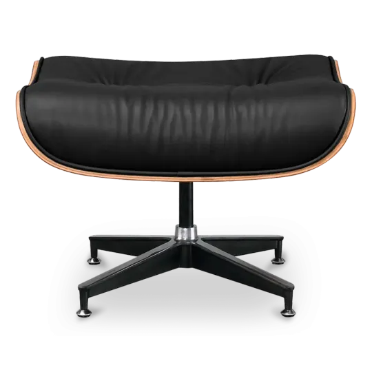 Cavel Lounge Chair Ottoman / Hocker Zwart Leer | Palissander Schaal Cavel Lounge Chair Ottoman / Hocker Zwart Leer | Palissander Schaal