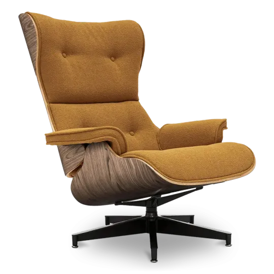 Cavel Lounge Chair Bruin Boucle | Walnoot Schalen Cavel Lounge Chair Bruin Boucle | Walnoot Schalen