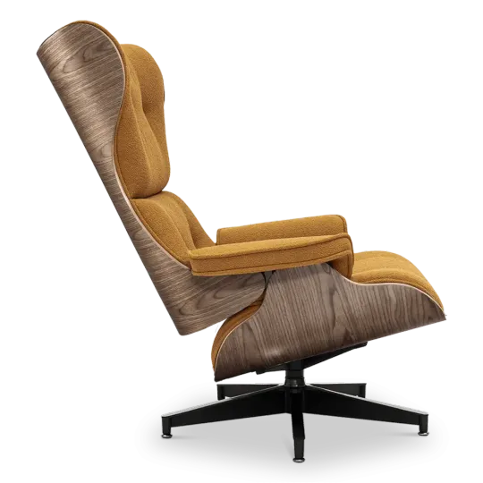 Cavel Lounge Chair Bruin Boucle | Walnoot Schalen Cavel Lounge Chair Bruin Boucle | Walnoot Schalen