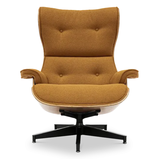 Cavel Lounge Chair Bruin Boucle | Walnoot Schalen Cavel Lounge Chair Bruin Boucle | Walnoot Schalen