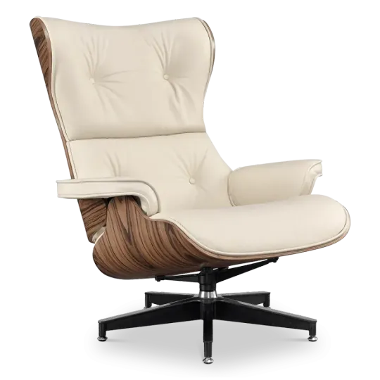 Cavel Lounge Chair Offwhite Leer | Naturel Palissander Schalen Cavel Lounge Chair Offwhite Leer | Naturel Palissander Schalen