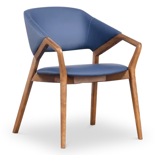 Japandi Eetkamerstoel Candorra | Blauw | Walnoot Japandi Eetkamerstoel Candorra | Blauw | Walnoot