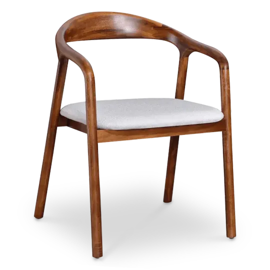Artson Eetkamerstoel | Walnoot Hout | Wit Boucle