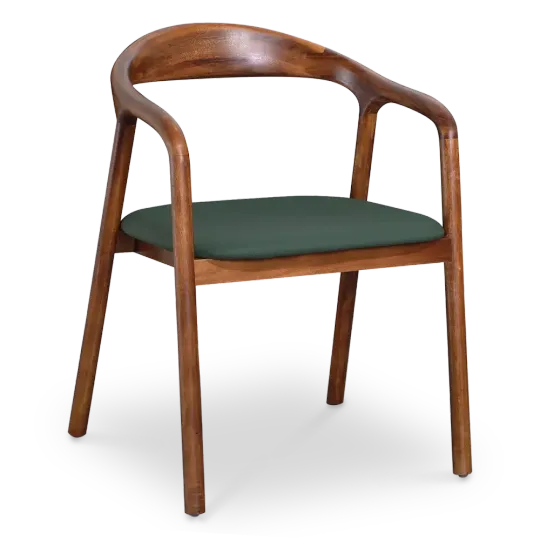 Artson Eetkamerstoel | Walnoot Hout | Groen PU Leer