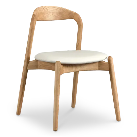 Bow Eetkamerstoel | Essen Hout | Offwhite PU Leer