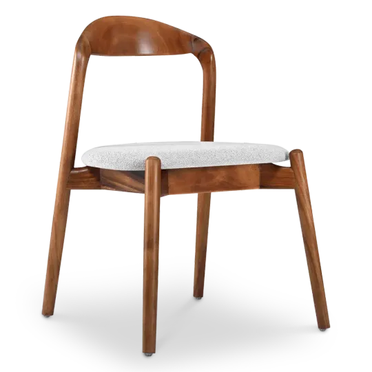 Bow Eetkamerstoel | Walnoot Hout | Wit Boucle
