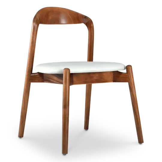 Bow Eetkamerstoel | Walnoot Hout | Offwhite PU Leer Bow Eetkamerstoel | Walnoot Hout | Offwhite PU Leer