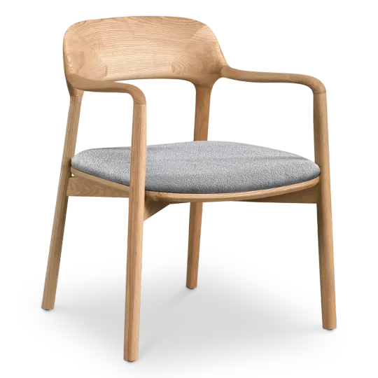Kennedy Eetkamerstoel | Naturel Essen | Grijs Boucle Kennedy Eetkamerstoel | Naturel Essen | Grijs Boucle