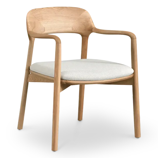 Kennedy Eetkamerstoel | Essen Hout | Wit Teddy / Boucle