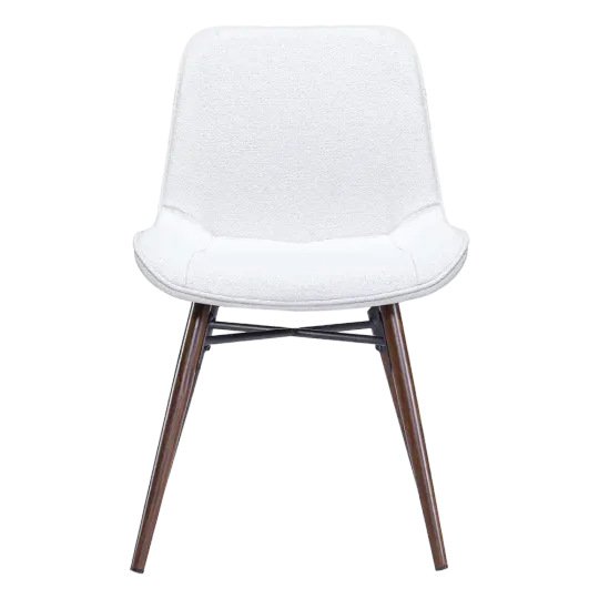 Eetkamerstoel Ferd | Wit Boucle | Walnoot Onderstel Eetkamerstoel Ferd | Wit Boucle | Walnoot Onderstel