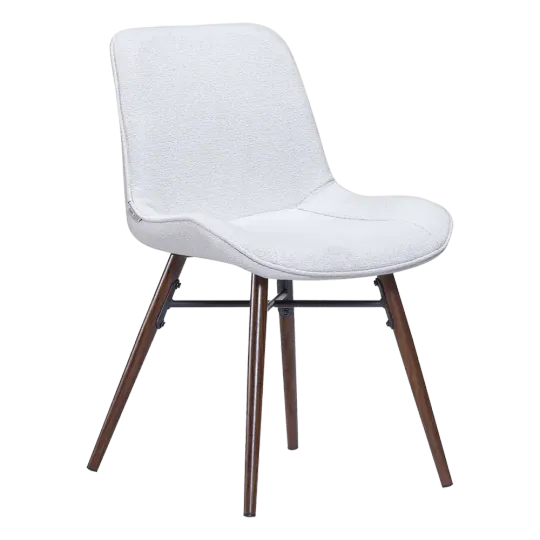Eetkamerstoel Ferd | Wit Boucle | Walnoot Onderstel Eetkamerstoel Ferd | Wit Boucle | Walnoot Onderstel