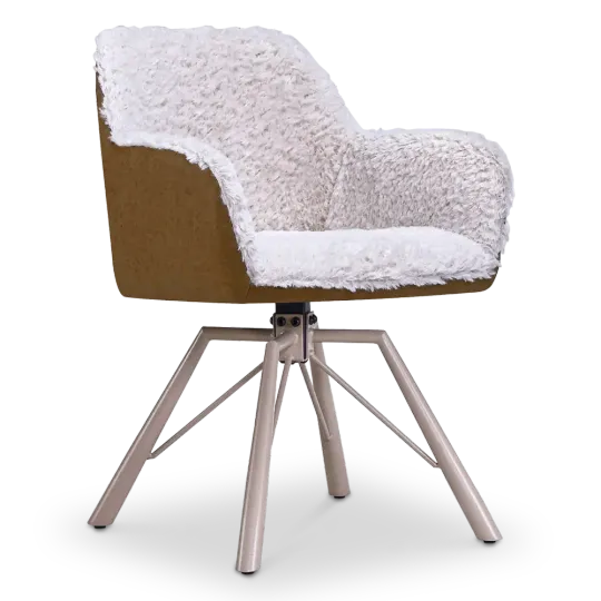 Draaibare Eetkamerstoel Nord | Taupe Sheepskin Cognac Leer  | Taupe Onderstel